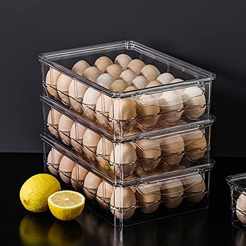 Mutfak Buzdolabı Yumurta Taze Tutma saklama kutusu Dikdörtgen Şeffaf Bölme Kapaklı İstiflenebilir Yumurta Kutuları