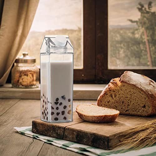 LİPPSY Süt Karton Su Şişeleri / 2 Adet Kare Taşınabilir Bardak Su Şişesi / Şeffaf Plastik Süt Kutusu İçme Bardağı