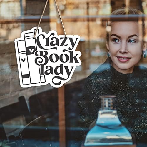 Komik Ahşap İşareti Çılgın Kitap Bayan Asılı Ahşap İşareti Rustik Ev Yatak Odası Oturma Odası Kütüphane Dekor Kelime