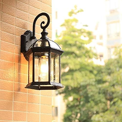 LYSLDH Vintage Duvar lambası E27 ampul aplik aydınlatma armatürleri siyah bronz LED duvar ışıkları açık sundurma ev