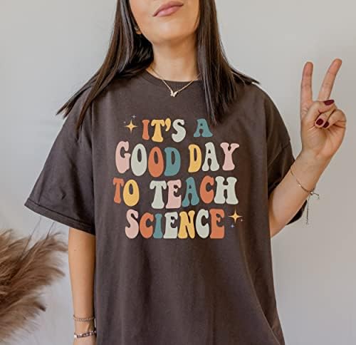 Retro Groovy Öğretmek için İyi bir Gün Bilim Gömlek, Komik Öğretmen Takdir Hafta Hediye Gömlek