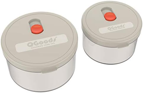 Kapaklı QG 40 ve 24oz Yuvarlak Plastik Gıda Saklama Kapları BPA İçermez-2 Adet Gri