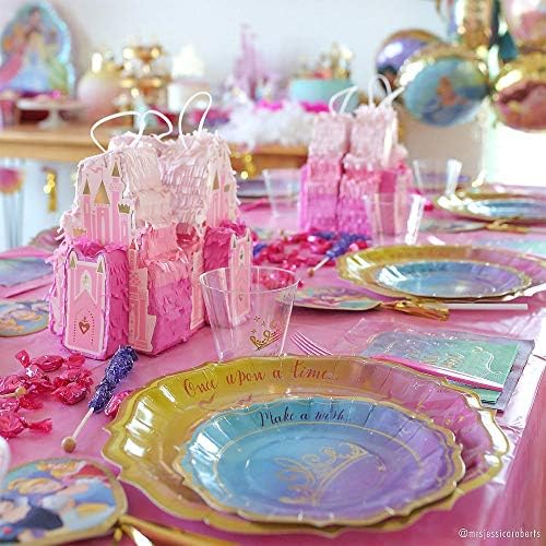 Disney Prenses Plastik Masa Örtüsü-54 x 96 - Pembe ve Sarı-1 Adet.