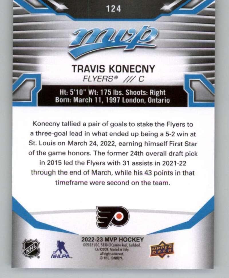 2022-23 Üst Güverte MVP 124 Travis Konecny Philadelphia Flyers NHL Hokey Ticaret Kartı