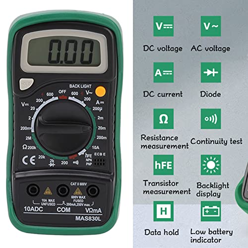 MAS830L Dijital Multimetre, Taşınabilir Yüksek Doğruluk Düğmesi Elektrikçi test ölçüm cihazı Dijital Voltmetre Çok