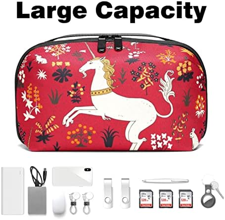 Taşınabilir Elektronik Organizatör kılıflı çanta Unicorn Desen Seyahat Kablosu saklama çantası Sabit Diskler, USB,
