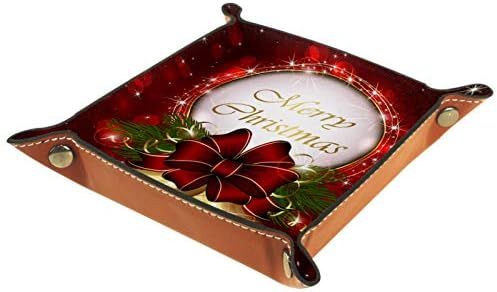 Lyetny Noel Altın Çan Kırmızı Organizatör Tepsi saklama kutusu Başucu Caddy Masaüstü Tepsi Değişim Anahtar Cüzdan