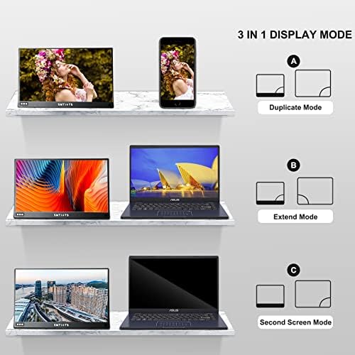 SMTIOTS Taşınabilir Monitör Laptop için 15.6, 1080P FHD İkinci Ekran USB-C HDMI Seyahat bilgisayar ekranı Harici Oyun