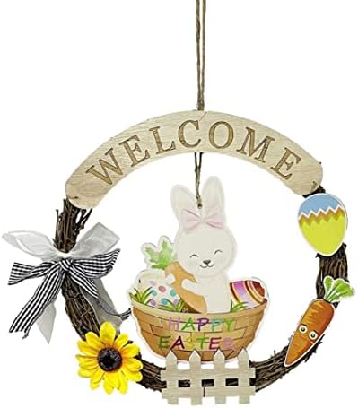 Nırelıef Paskalya Kapı Çelenk Paskalya Süsler Paskalya Aksesuarları Paskalya hoş geldin yazısı Ahşap Sevimli Tavşan