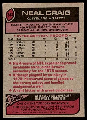 1977 Topps 348 Neal Craig Cleveland Browns-FB (Futbol Kartı) VG/ESKİ Browns-FB Fisk Üniversitesi