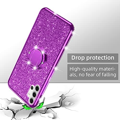 nancheng Galaxy A32 5G Durumda Glitter Sevimli Silikon İnce telefon kılıfı Kızlar Kadınlar için Elmas Yüzük Standı