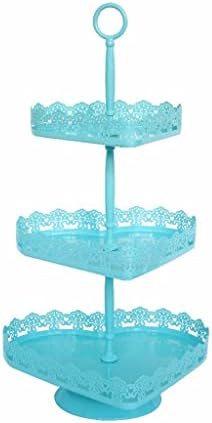 kek standı Mavi Cupcake Standı Kalp Şekli 3 Katlı Kek Tepsisi Metal Dekorasyon Plaka Düğün Depolama Rafı ve tutucu