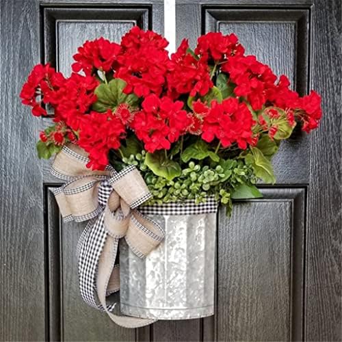 YFQHDD Bahar Çelenk Yapay Kırmızı Çiçek Çelenk Asılı Süsleme Ön Kapı Duvar Süslemeleri Asılı Çiçek Sepeti Çelenk