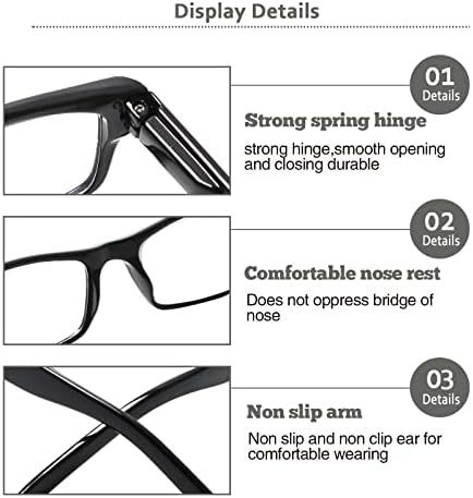 BİENCOOL 6 Paket okuma gözlüğü Geleneksel Çerçeveleri Erkekler ve Kadınlar için Okuyucular Yaylı Menteşeler