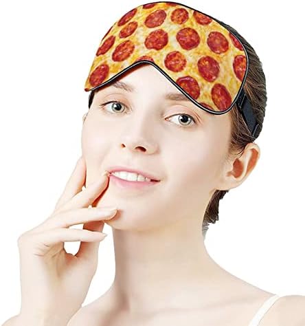 Elastik şerit ile uyumak için gerçekçi Pizza desen uyku maskesi karartma göz maskesi