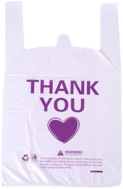ysmıle Teşekkür Ederim T Shirt Plastik alışveriş çantası Bakkal Küçük Iş Gıda Gitmek saplı çanta 12x19 Inç 50 adet