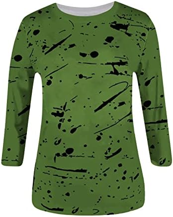 Yaz Sonbahar Üst Tshirt Bayan için 2023 Elbise Moda 3/4 Kollu Crewneck Pamuk Grafik Brunch Gevşek Fit Tee 41 41