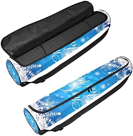 Mavi Güzel Noel Kar Taneleri Yoga Mat Taşıma Çantası Omuz Askısı ile Yoga Mat Çantası Spor Çanta Plaj Çantası