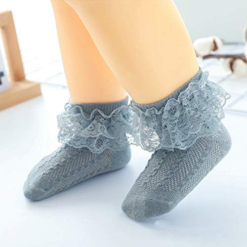 QandSweet Bebek Kız Kuşgözü Dantel Çiçek Çorap Ayak Bileği Çorap Yenidoğan Bebek Tulumları Çocuklar
