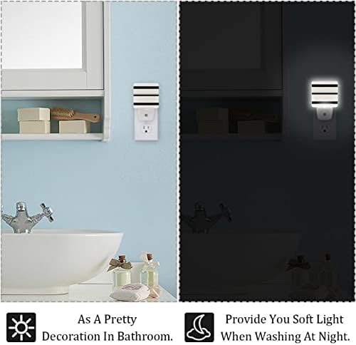 2 Paket Plug-in Gece Lambası LED Gece Lambası Kalın Çizgiler Siyah ve Beyaz, Alacakaranlıktan Şafağa Sensörü çocuk