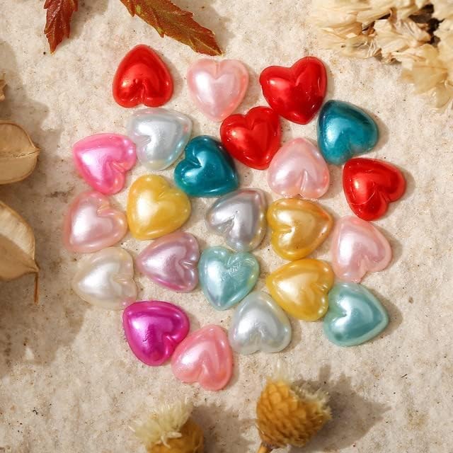 50 adet Tırnak İnci Parlak Düz Renk Şeftali Kalp mücevher Karışık Renk Beş Köşeli Yıldız Daire Küçük Mini Renkli tırnak
