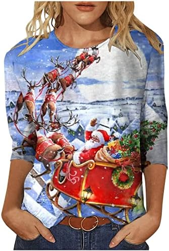 Noel Gömlek Kadınlar için Noel Ağacı grafikli tişört Artı Boyutu Gevşek Fit Uzun Kollu Tunik Üstleri giymek Tayt ile