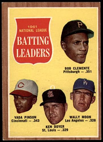 1962 Topps 52 NL Vuruş Liderleri Roberto Clemente / Vada Pinson / Ken Boyer / Wally Moon Pittsburgh / St. Louis