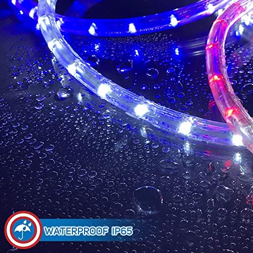 Russell dekor LED halat ışıkları kırmızı beyaz mavi vatansever ışıkları ile 10-seviye dim uzaktan kumanda dekorasyon