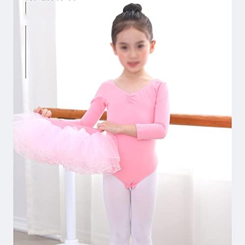 PDGJG Bale elbise Çocuklar Pamuk Dans Bale Tutu Elbise Leotard Kız Jimnastik Giyim Balerin parti giysileri (Renk :
