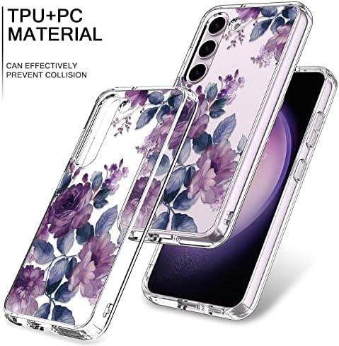 bicol Samsung Galaxy S23 Kılıf ile Temizle Çiçek Tasarımları Telefon Kapak için Kadın Kızlar, Şık İnce İnce Darbeye