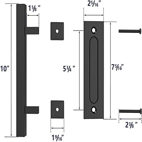 PDGJG Ağır 12 Çekme ve Gömme Ahır Kapı Kolu Seti Kare Kolu Paslanmaz Çelik Yüzey İşleme Kare (Renk : Siyah, Boyut: