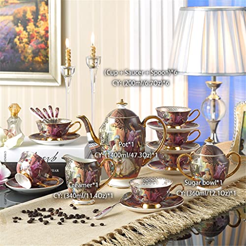 CUJUX Retro çay seti Avrupa tarzı seramik kahve seti porselen çay bardağı pot çiçek çayı pot çay bardağı şekerlik