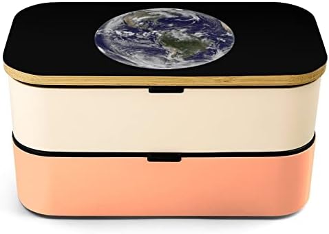 Toprak Uzay Çift Katmanlı Bento yemek kabı Gereçler Seti İstiflenebilir yemek kutusu İçerir 2 Konteyner