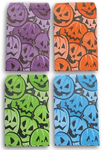 Sonbahar El Sanatları Kabak Jack-o-Lantern Cadılar Bayramı Kağıt ikram Çantaları Çok Renkli - Mavi, Mor, Turuncu ve