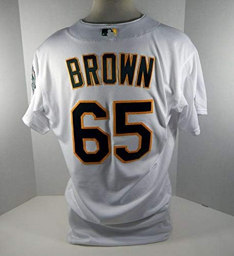 2019 Oakland A'nın Atletizm Seth Brown 65 Oyunu Verilen Beyaz Forma 150 PS P 429 - Oyun Kullanılmış MLB Formaları