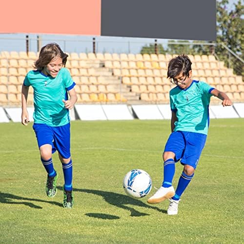 Elfcool Çocuklar futbol çorapları, 5 Pairs Diz-Yüksek Gençlik futbol çorapları, Erkek Kız Çizgili Atletik Tüp futbol