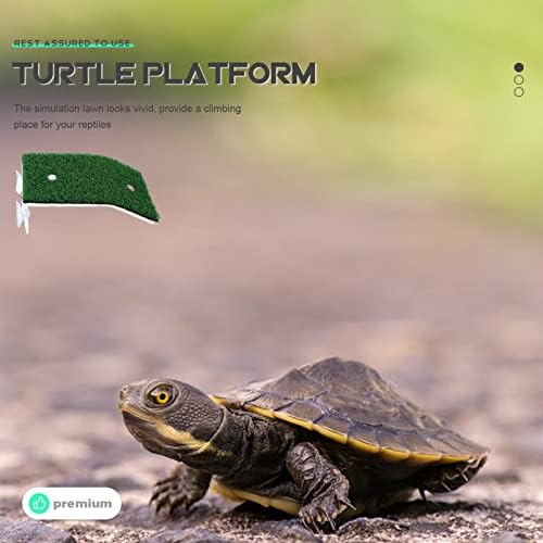 Ipetboom 2 Adet Kaplumbağa Basking Platformu Akrilik Suni Çim İskele Kaplumbağa Rampa Sürüngen Tankı Merdiven Dinlenme