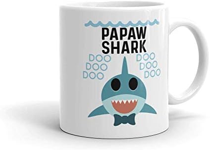 Köpekbalığı Papaw Seramik Kahve Kupa / Fincan-Doğum Günü babalar Günü Noel Baba Baba Büyükbaba İçin