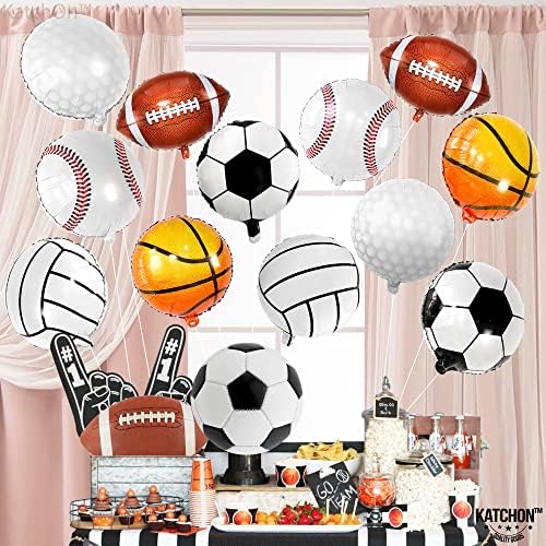 Büyük 12 Adet, Mylar Spor Balonları - 18 İnç | Spor Temalı Doğum Günü Partisi Malzemeleri | Futbol Beyzbol Golf Futbol