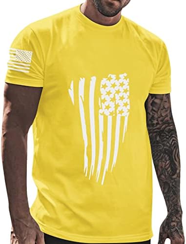 Yaz erkek t-shirtleri Amerikan Bayrağı Kısa Kollu Spor Egzersiz Üstleri Rahat Slim Fit Streç Vintage Grafik Vatansever