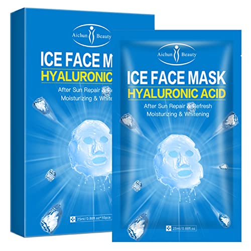 AİCHUN GÜZELLİK Buz Yüz Maskesi Hyaluronik Asit Güneş Sonrası Onarım Yenileme Nemlendirici Hafifletir Ağrı Akne İzleri