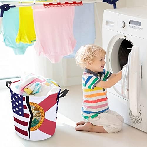 Amerikan ve Eyalet Bayrağı çamaşır sepeti katlanır çamaşır Sepeti çamaşır kutusu saklama çantası Kolları ile