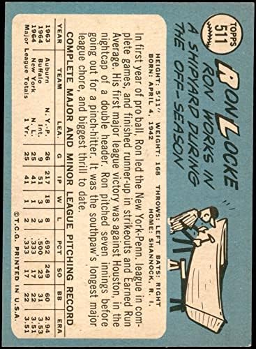 1965 Topps 511 Ron Locke New York Mets (Beyzbol Kartı) NM Mets
