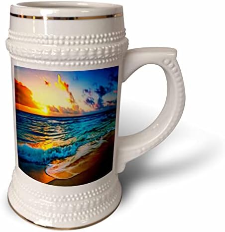 Işık infüzyonlu Gün batımı Plaj Resminin 3dRose parlak görüntüsü-22oz Stein kupa (stn-365010-1)