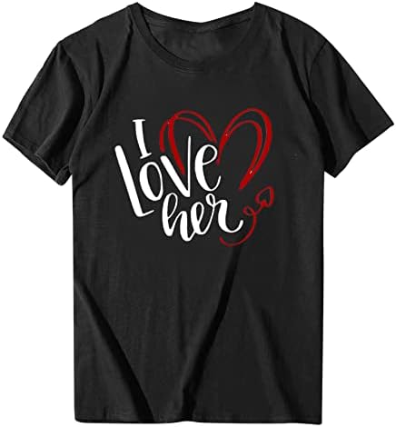 Sevgililer Günü T-Shirt Onu Seviyorum ya da Onu Grafik Tees Kazak Kadın Erkek Kısa Kollu Artı Boyutu Gömlek Bluz