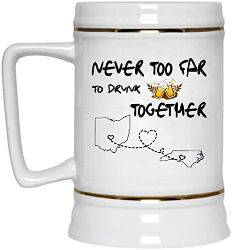 Hediye fikirleri Babalar Günü Kupa Bira Ohio Kuzey Carolina Birlikte Bira Şarabı içmek için Asla Çok Uzak Değil-Uzun