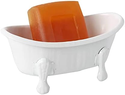 TenFuju 5.5 Küvet Sabunluk Beyaz Pençe Ayaklı metal boru Dekoratif Tutucu Duş Bar Sabun Tepsisi Banyo veya Mutfak