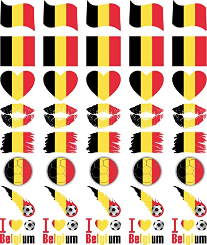 Meme Serisi Womaha 40 Yaprak Belçika Bayrağı Geçici Dövmeler çocuk futbolu Geçici Yüz Dövmeleri