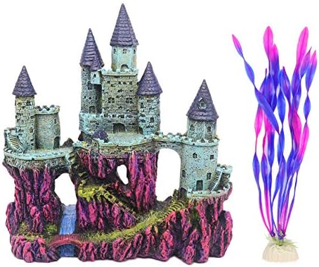 Ulifery Peri Prenses Gotik Kale Akvaryum Süslemeleri Glow Balık Tankı Süsler Büyük Betta Hideout, Pembe