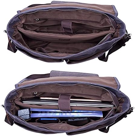 Erkek askılı çanta Su Geçirmez Vintage Hakiki Deri Mumlu Tuval Evrak Çantası Büyük Satchel omuzdan askili çanta laptop